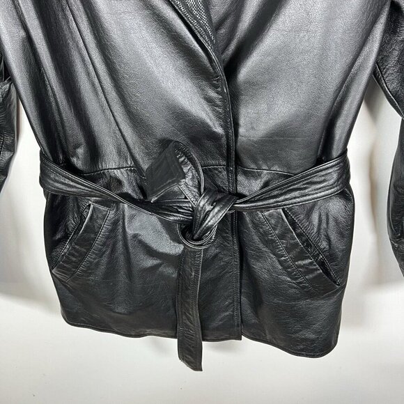 Vintage 1990s Womens Wilsons Leather Trench Biker Thinsulate Jacket Size Large - Picture 5 of 11